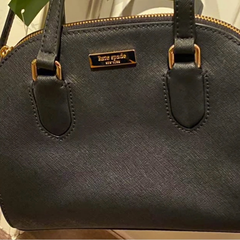 Kate Spade Black Satchel with Gold Accents